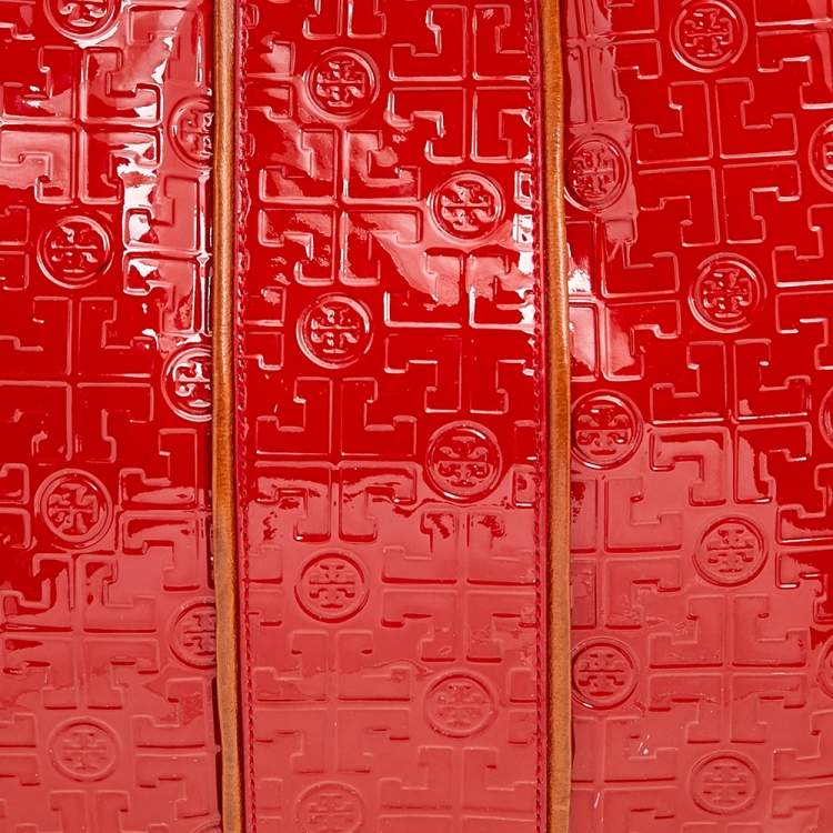 Pre Owned Tory Burch Orange Patent Leather Hobo
