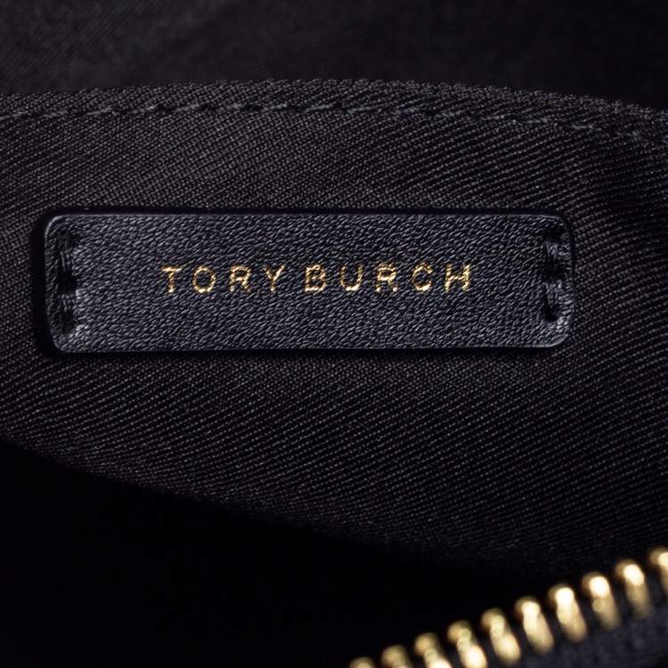 Pre Owned Tory Burch Black Chevron Quilted Leather Kira Pouch