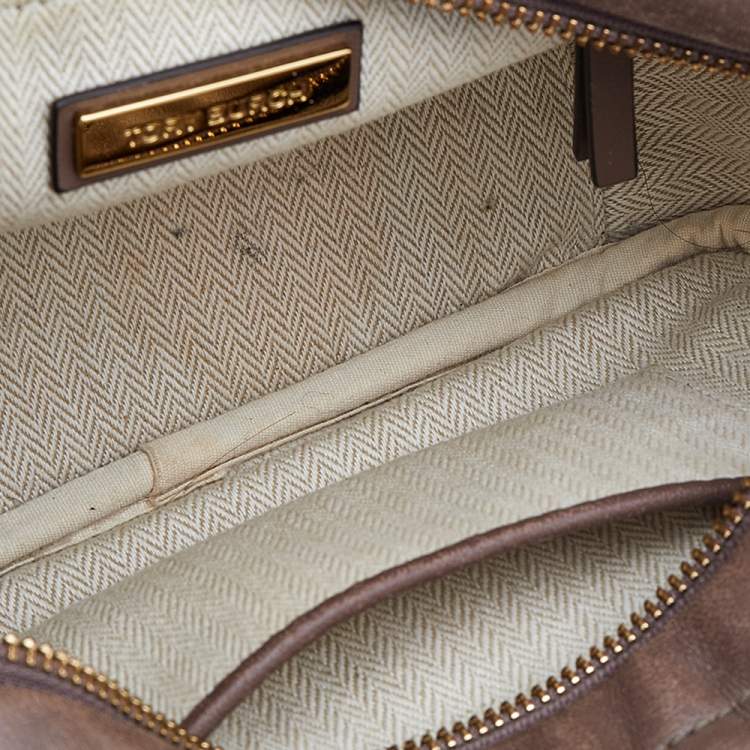 Pre Owned Tory Burch Brown Leather Kira Camera Crossbody Bag