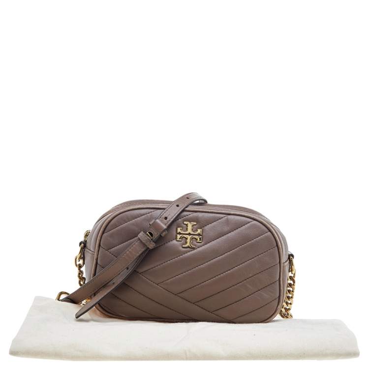 Pre Owned Tory Burch Brown Leather Kira Camera Crossbody Bag