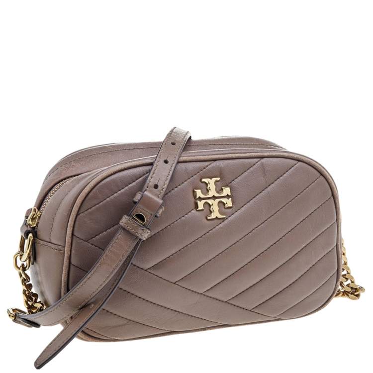 Pre Owned Tory Burch Brown Leather Kira Camera Crossbody Bag