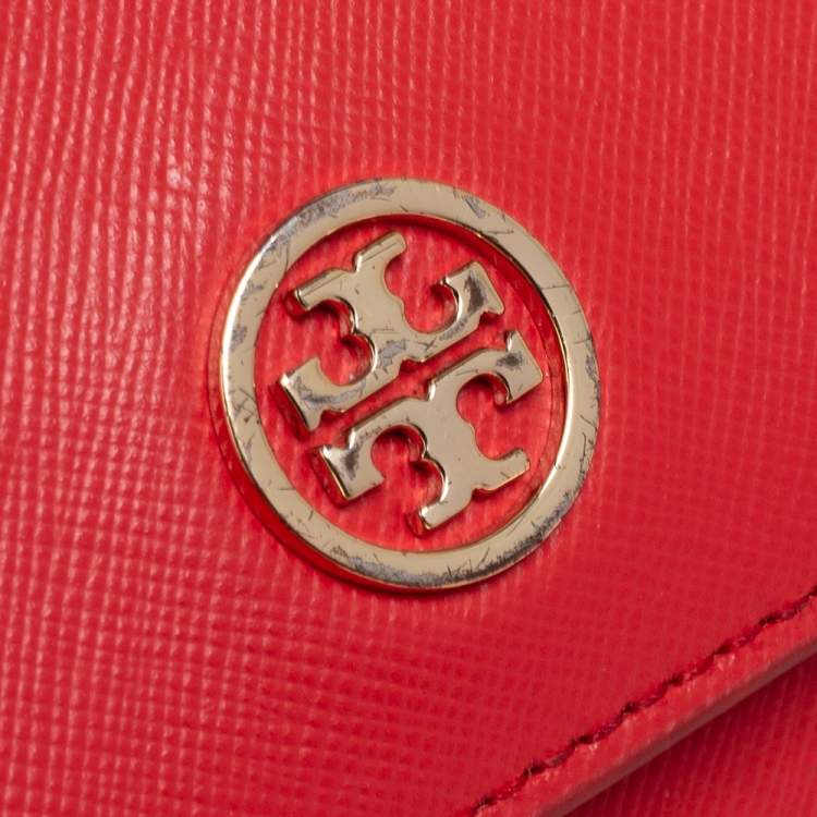 Pre Owned Tory Burch Red Leather Mini Robinson Shoulder Bag