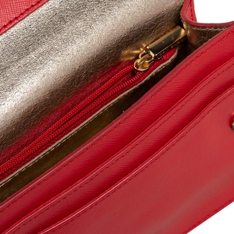 Pre Owned Tory Burch Red Leather Mini Robinson Shoulder Bag