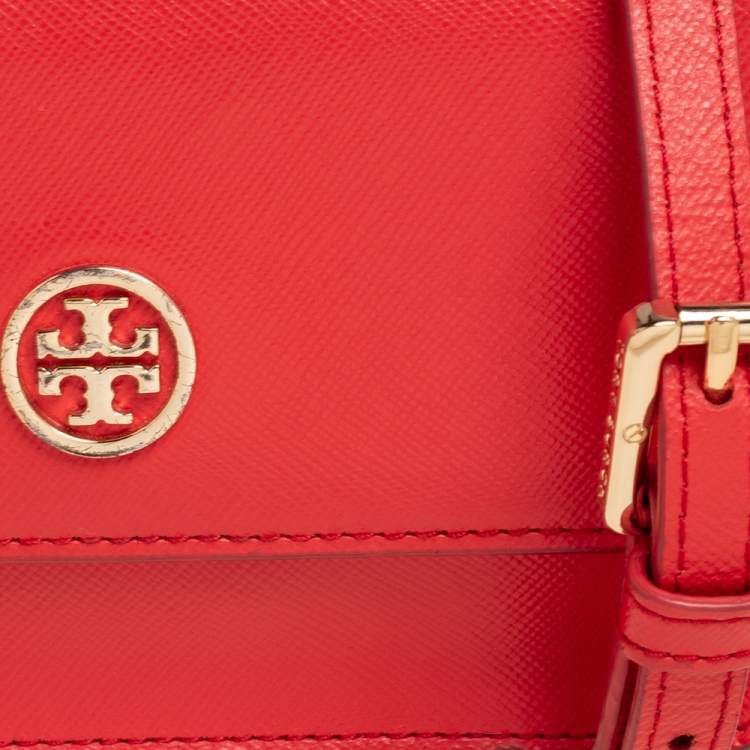 Pre Owned Tory Burch Red Leather Mini Robinson Shoulder Bag