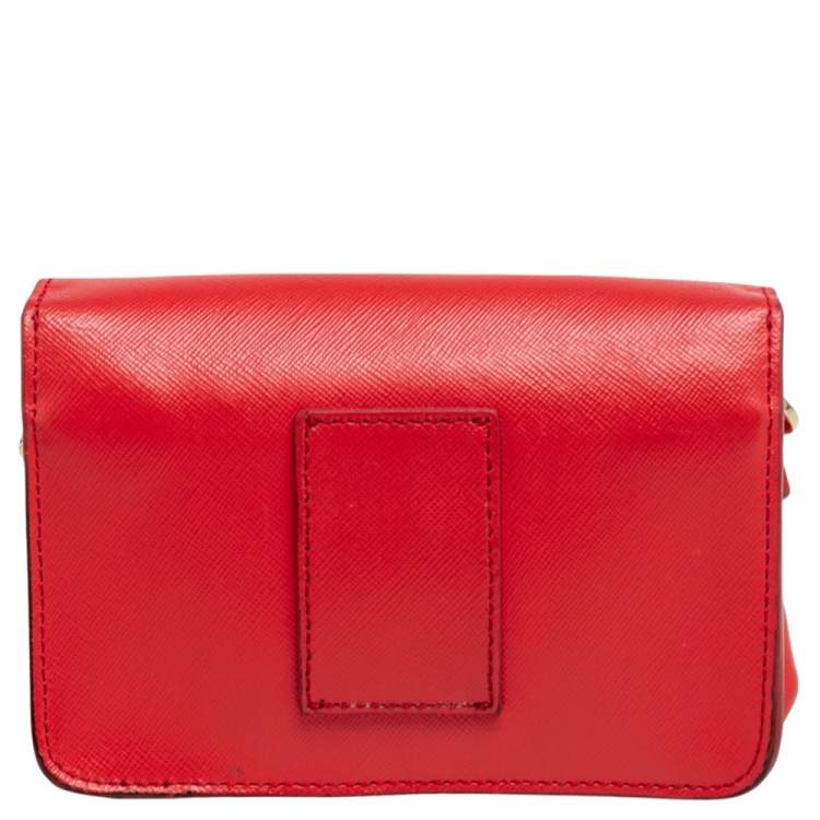 Pre Owned Tory Burch Red Leather Mini Robinson Shoulder Bag