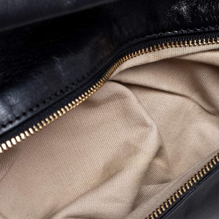 Pre Owned Tory Burch Black Glossy Leather Reva Chain Clutch