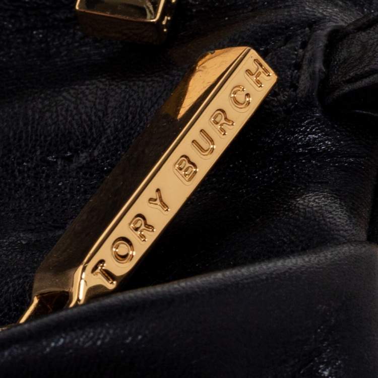 Pre Owned Tory Burch Black Glossy Leather Reva Chain Clutch