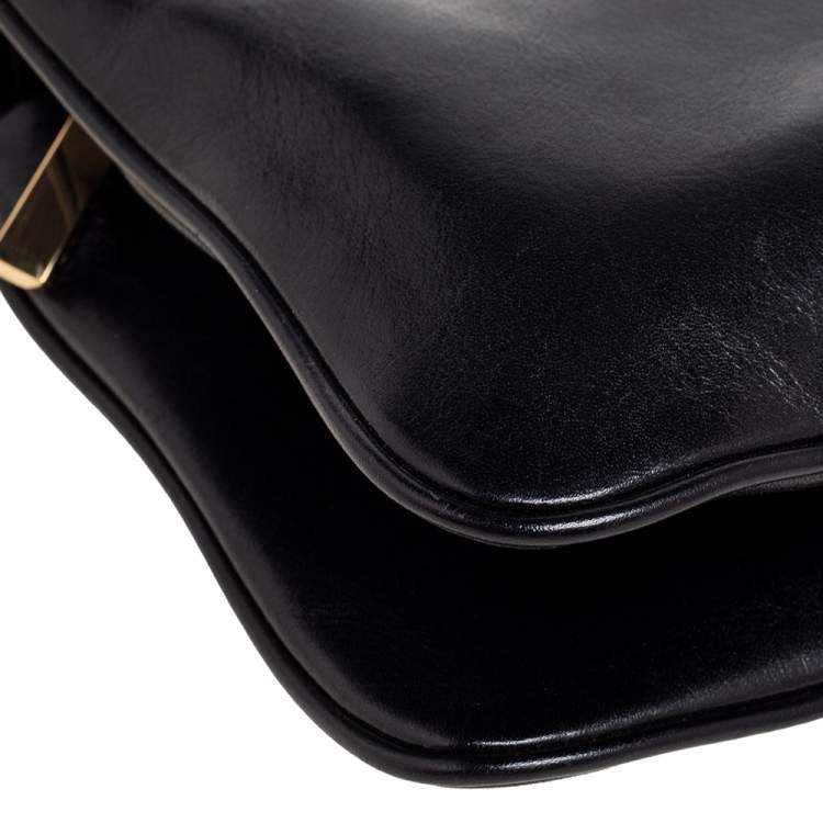 Pre Owned Tory Burch Black Glossy Leather Reva Chain Clutch