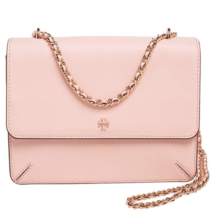 Leather crossbody bag Tory Burch Pink in Leather - 42115398