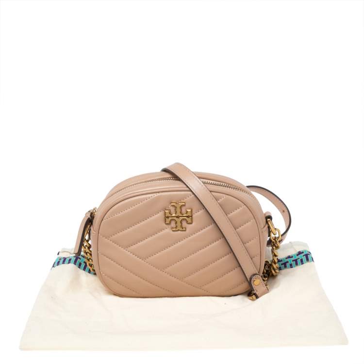 Pre Owned Tory Burch Beige Quilted Leather Small Kira Camera Bag