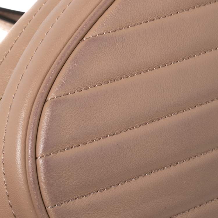 Pre Owned Tory Burch Beige Quilted Leather Small Kira Camera Bag