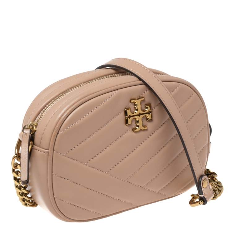 Pre Owned Tory Burch Beige Quilted Leather Small Kira Camera Bag