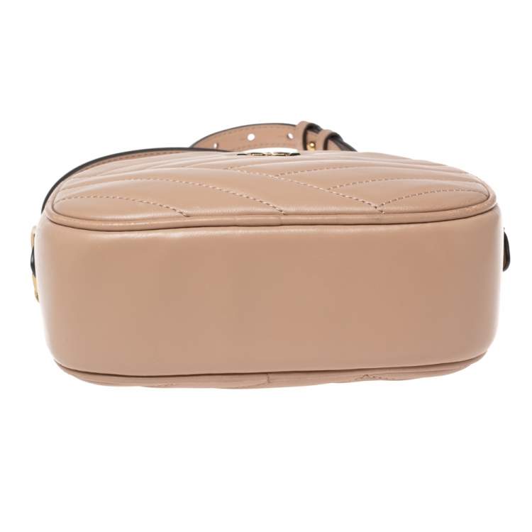 Pre Owned Tory Burch Beige Quilted Leather Small Kira Camera Bag