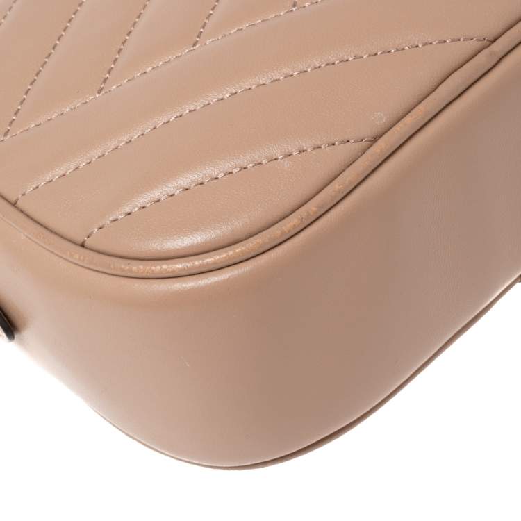 Pre Owned Tory Burch Beige Quilted Leather Small Kira Camera Bag