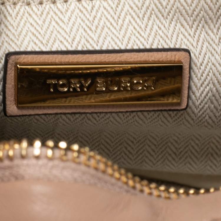 Pre Owned Tory Burch Beige Quilted Leather Small Kira Camera Bag