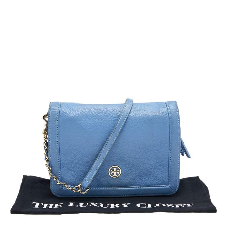 Pre Owned Tory Burch Blue Leather Landon Crossbody Bag