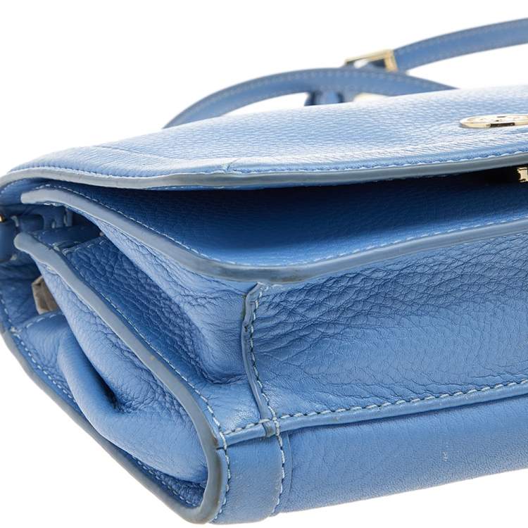 Pre Owned Tory Burch Blue Leather Landon Crossbody Bag