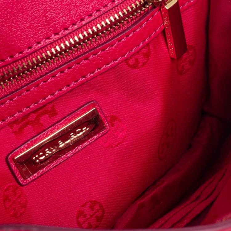 Pre Owned Tory Burch Hot Pink Leather Kira Envelope Chain Shoulder Bag