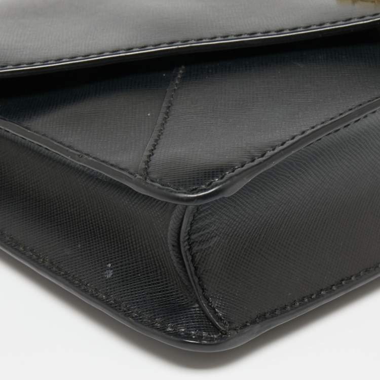 Pre Owned Tory Burch Black Leather Kira Envelope Flap Shoulder Bag