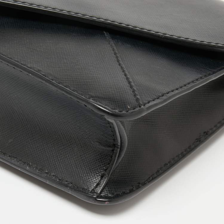 Pre Owned Tory Burch Black Leather Kira Envelope Flap Shoulder Bag