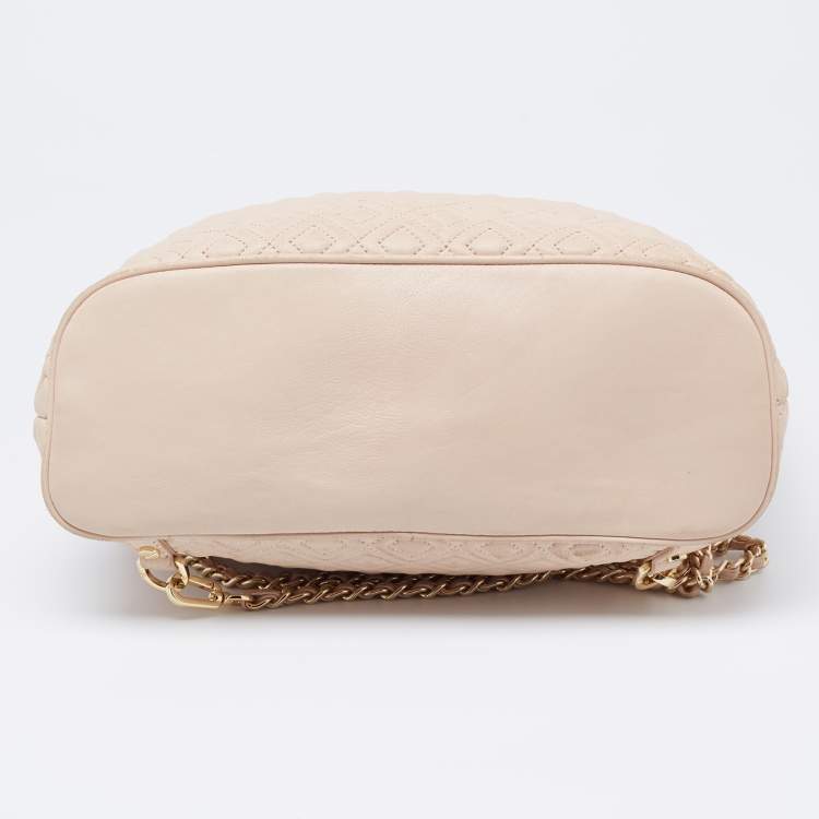 Pre Owned Tory Burch Powder Pink Leather Drawstring Backpack