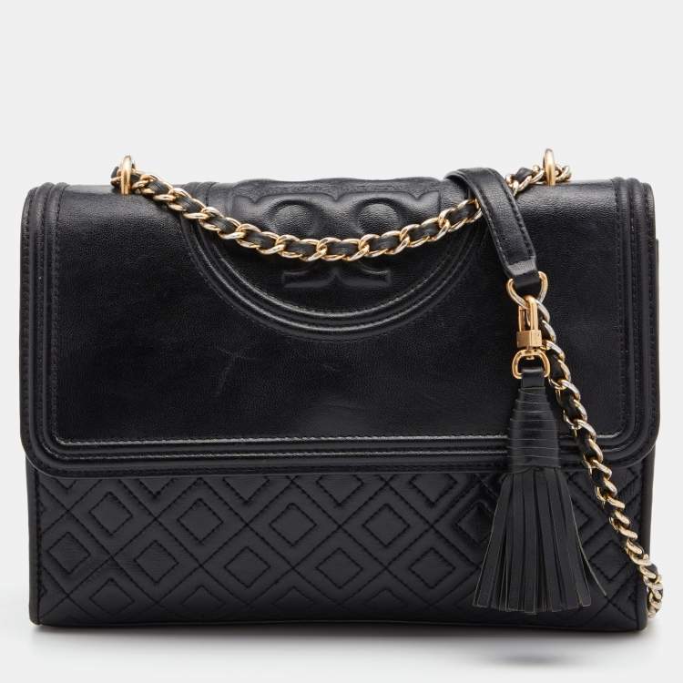 Tory Burch Black Leather Fleming Convertible Shoulder Bag Tory Burch TLC