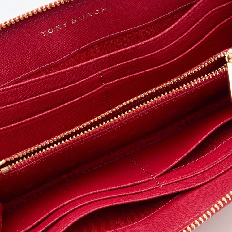 Tory Burch Red Saffiano Leather Robinson Zip Around Wallet Tory Burch | TLC