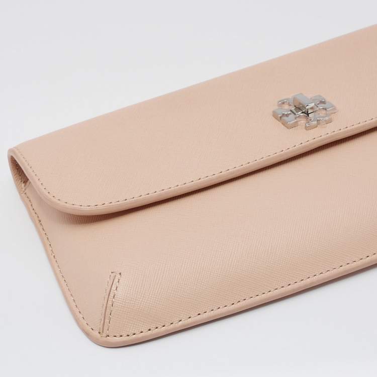 Pre Owned Tory Burch Light Beige Saffiano Leather Diana Clutch