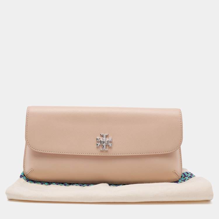 Pre Owned Tory Burch Light Beige Saffiano Leather Diana Clutch