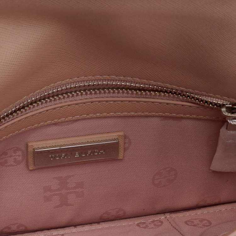 Pre Owned Tory Burch Light Beige Saffiano Leather Diana Clutch