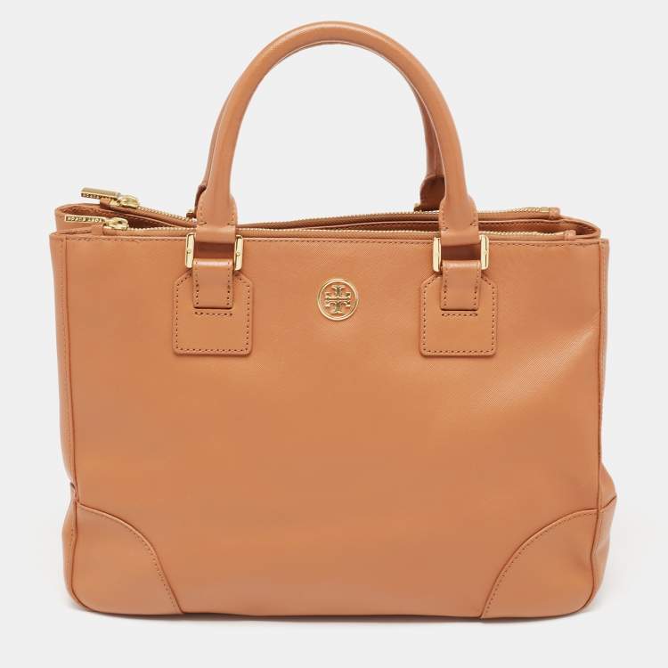 Tory Burch, Bags, Tory Burch Robinson Brown Leather Large Tote Bag