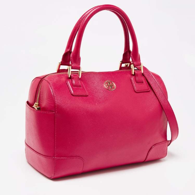 Pre Owned Tory Burch Fuchsia Leather Robinson Dome Satchel