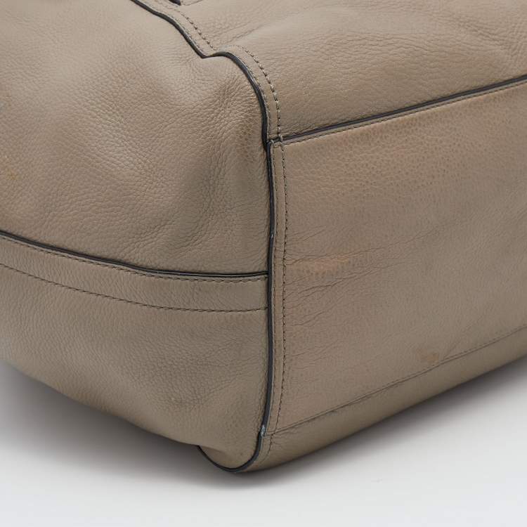 Pre Owned Tory Burch Grey Leather Half Moon Satchel