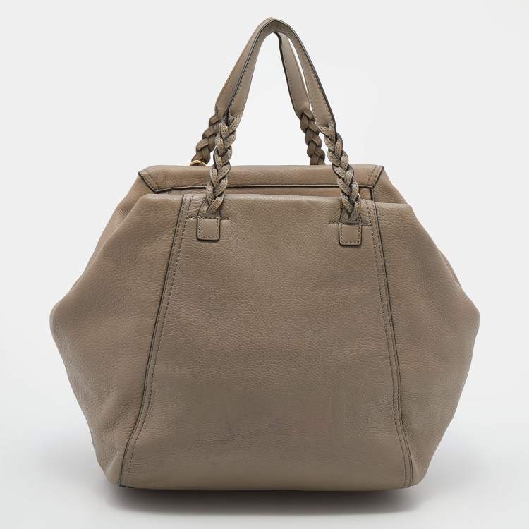 Pre Owned Tory Burch Grey Leather Half Moon Satchel