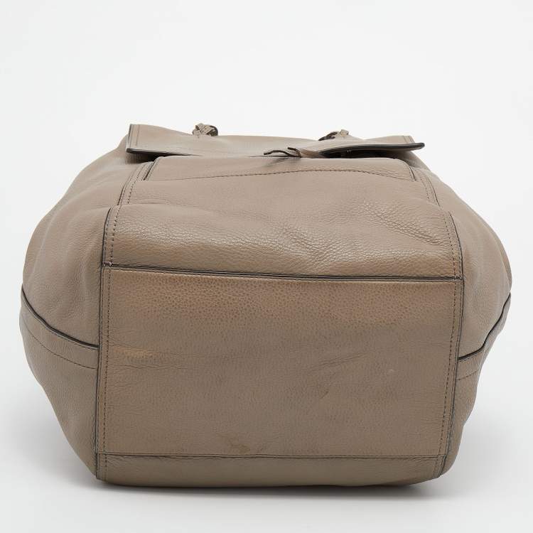 Pre Owned Tory Burch Grey Leather Half Moon Satchel