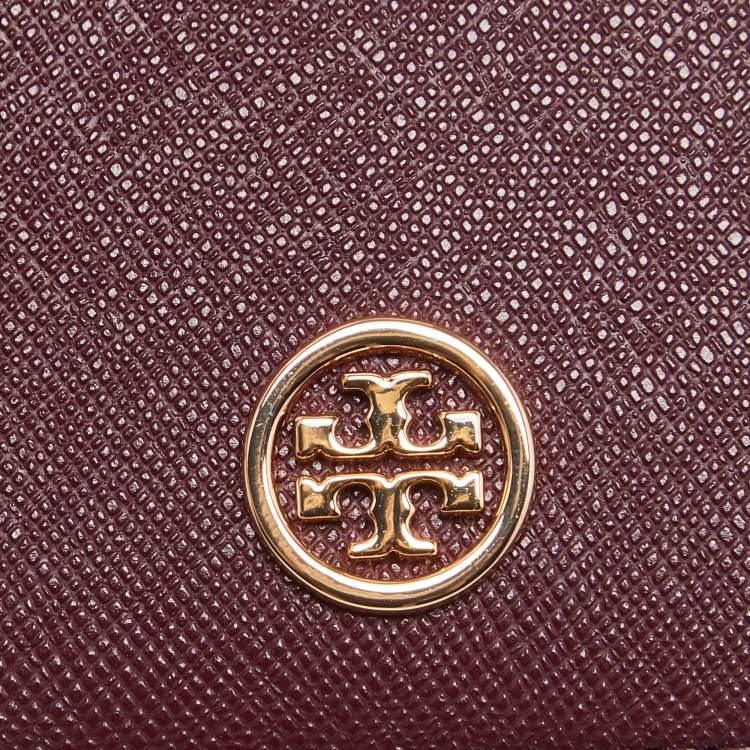 Pre Owned Tory Burch Burgundy Leather ID Card Holder
