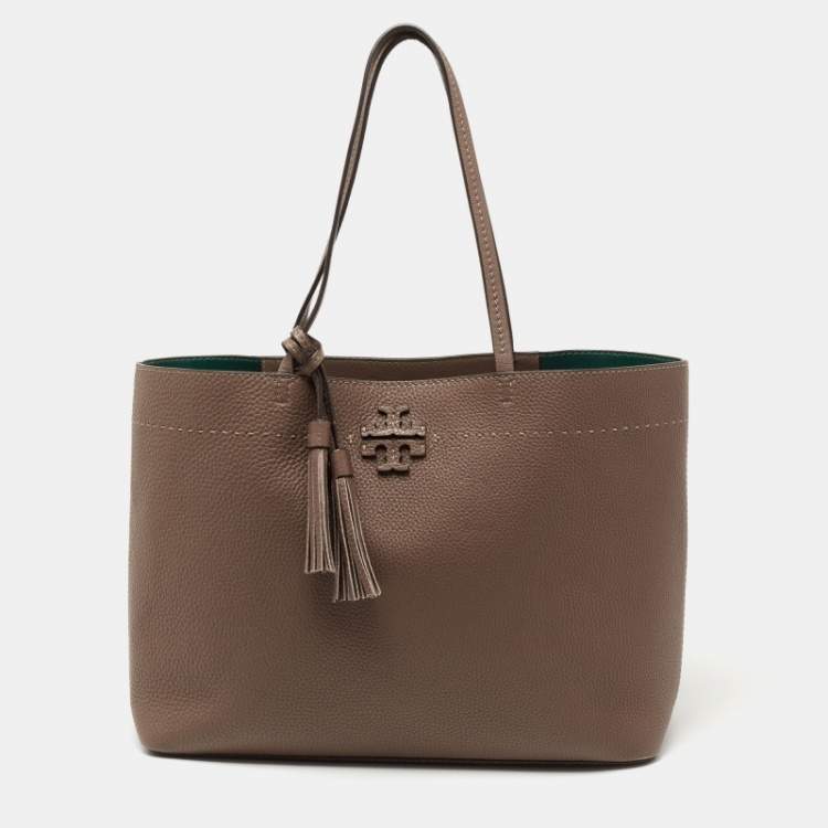 Tory Burch Light Brown Pebbled Leather McGraw Tote Tory Burch