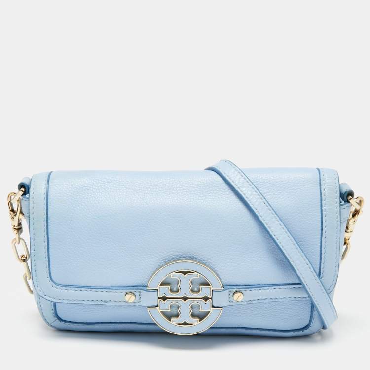 Tory Burch Light Blue Leather Amanda Flap Crossbody Bag Tory Burch