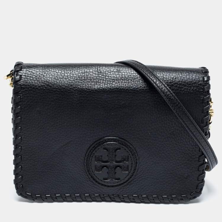 Tory Burch Black Leather Marion Crossbody Bag - ShopStyle