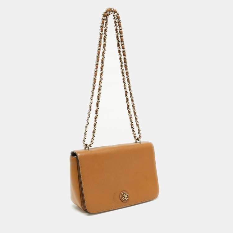 Pre Owned Tory Burch Brown Leather Robinson Shoulder Bag