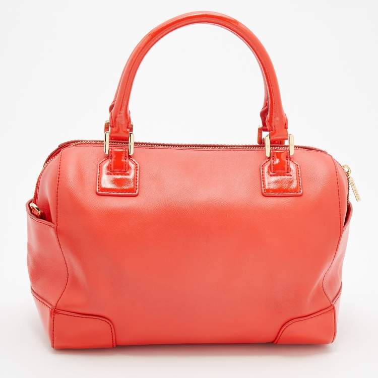 Pre Owned Tory Burch Orange Leather Robinson Middy Satchel