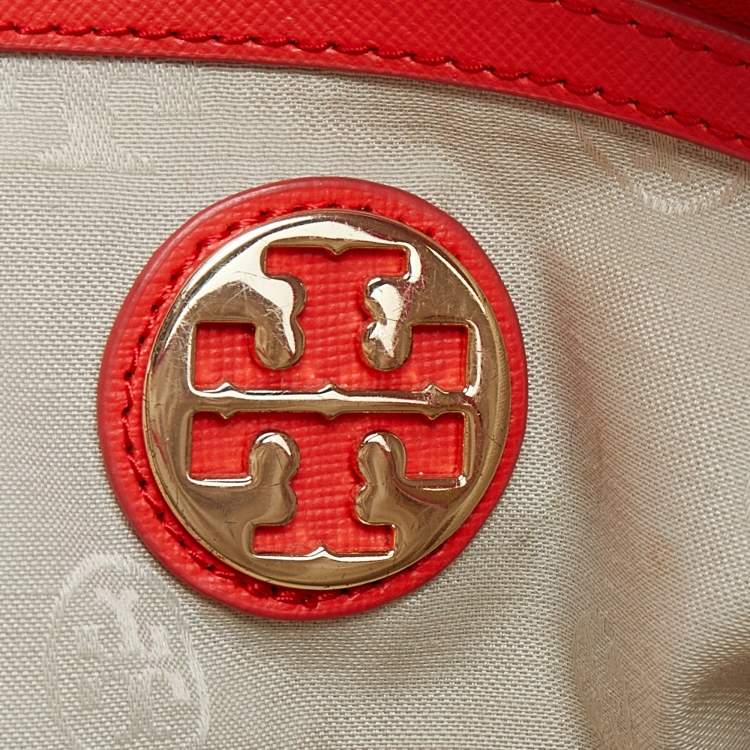 Pre Owned Tory Burch Orange Leather Robinson Middy Satchel