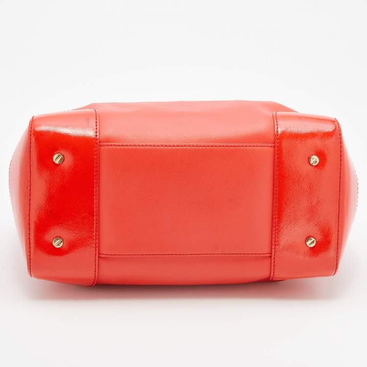 Pre Owned Tory Burch Orange Leather Robinson Middy Satchel