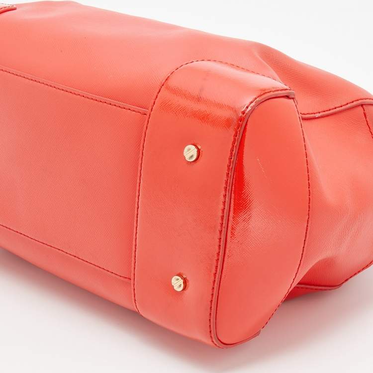 Pre Owned Tory Burch Orange Leather Robinson Middy Satchel