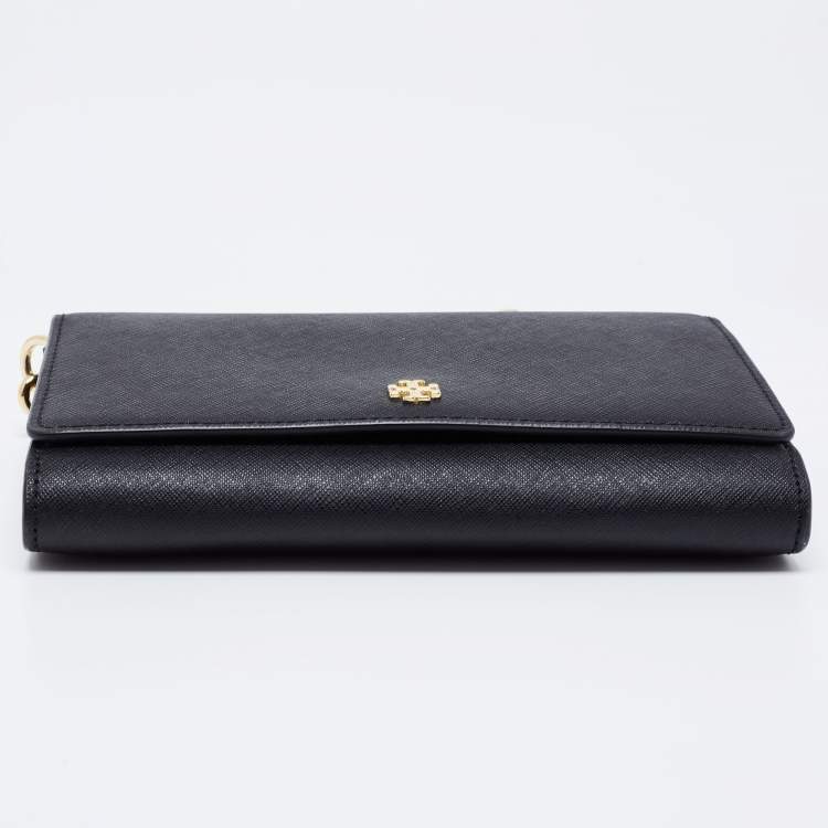 Pre Owned Tory Burch Black Leather Robinson Wallet On Chain