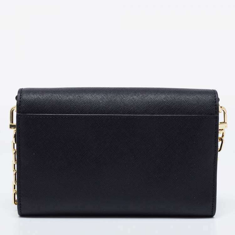 Pre Owned Tory Burch Black Leather Robinson Wallet On Chain