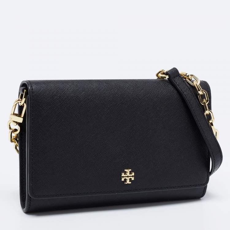 Pre Owned Tory Burch Black Leather Robinson Wallet On Chain