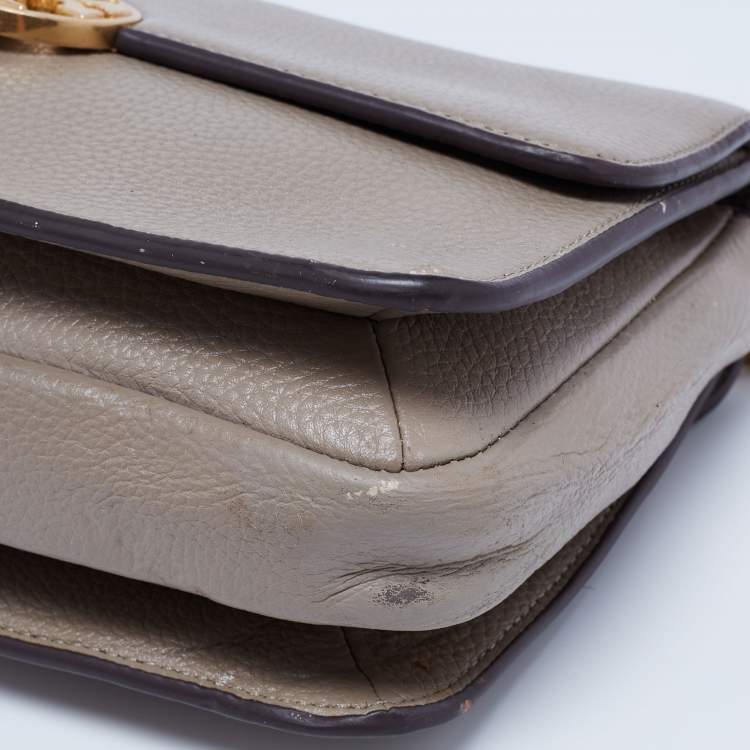 Pre Owned Tory Burch Grey Leather Chelsea Shoulder Bag