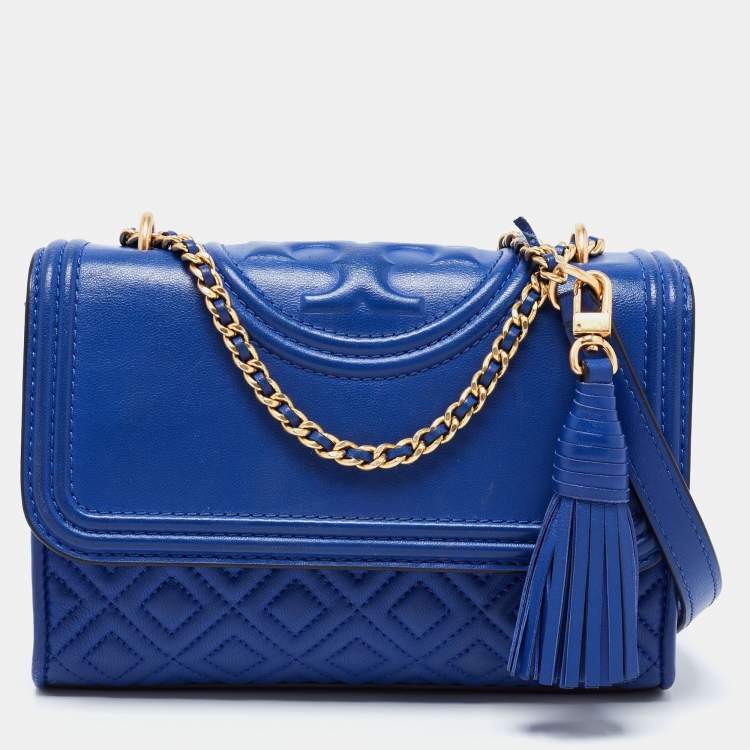 Tory Burch Royal Blue Leather Small Fleming Crossbody Bag Tory Burch The Luxury Closet