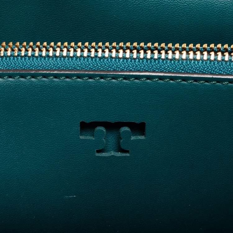 Pre Owned Tory Burch Burgundy Leather Block T Top Handle Bag